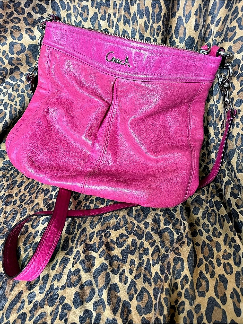 Vintage Coach Pink Leather Crossbody Bag